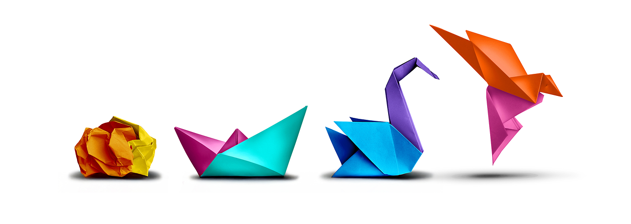 Series of geometric origami animals